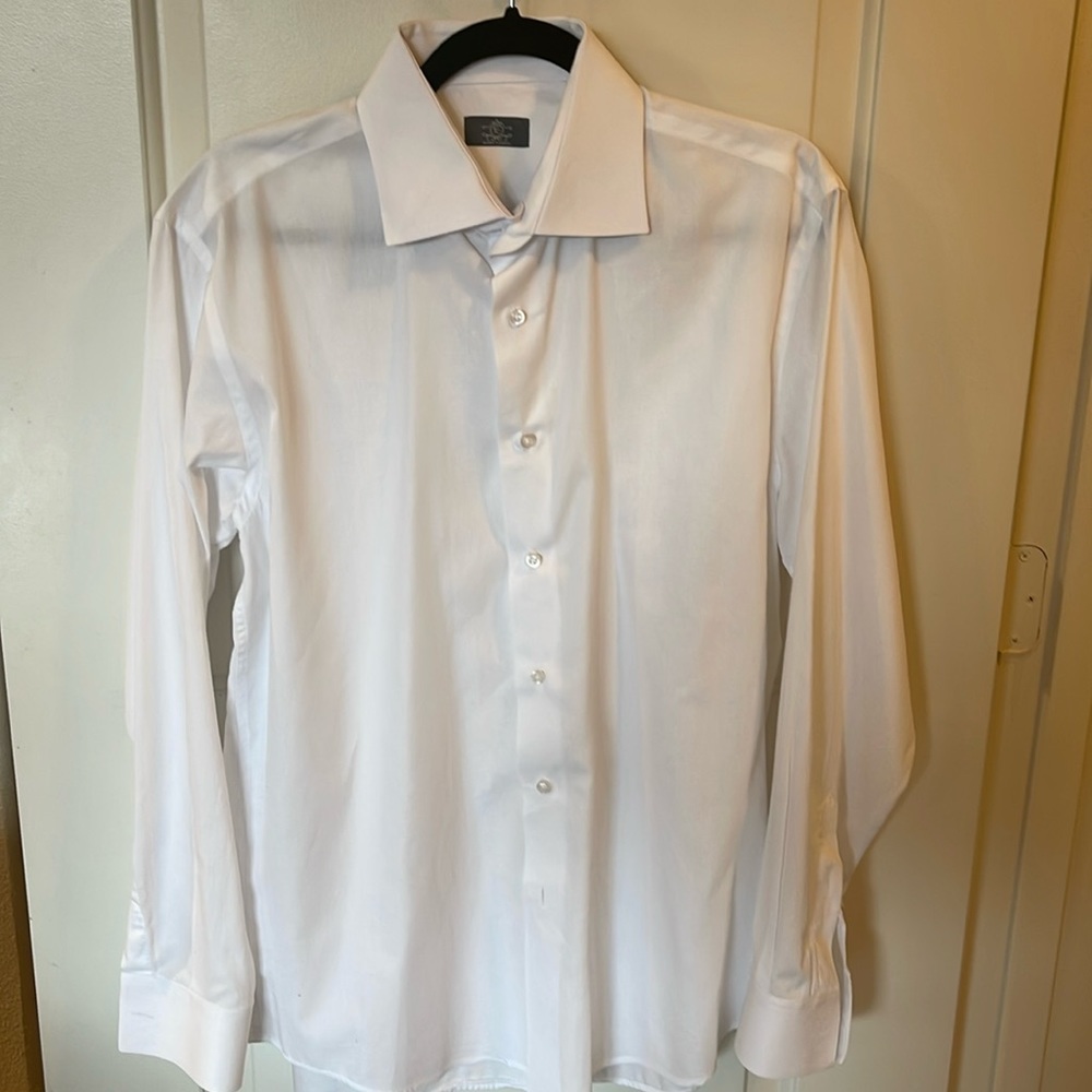 Men’s White Button Down Dress Shirt 16.5 TC Bespoke Tailoring